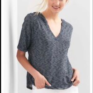 GAP Marled V-neck hoodie (Size L; navy marl)